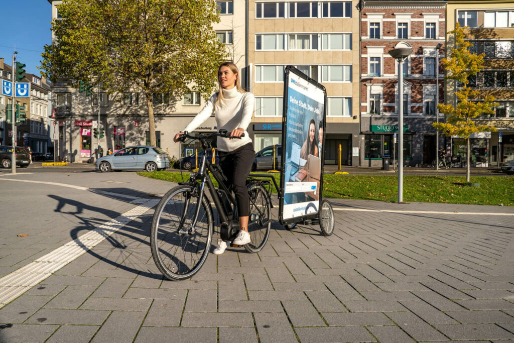 Fahrradwerbung überzeugt durch große Werbeflächen und maximale Flexibilität bei der Routenplanung