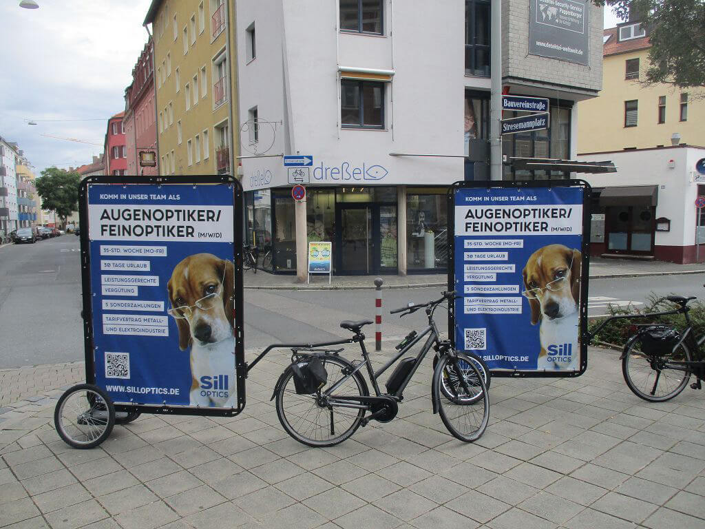 Fahrradwerbung in der Innenstadt