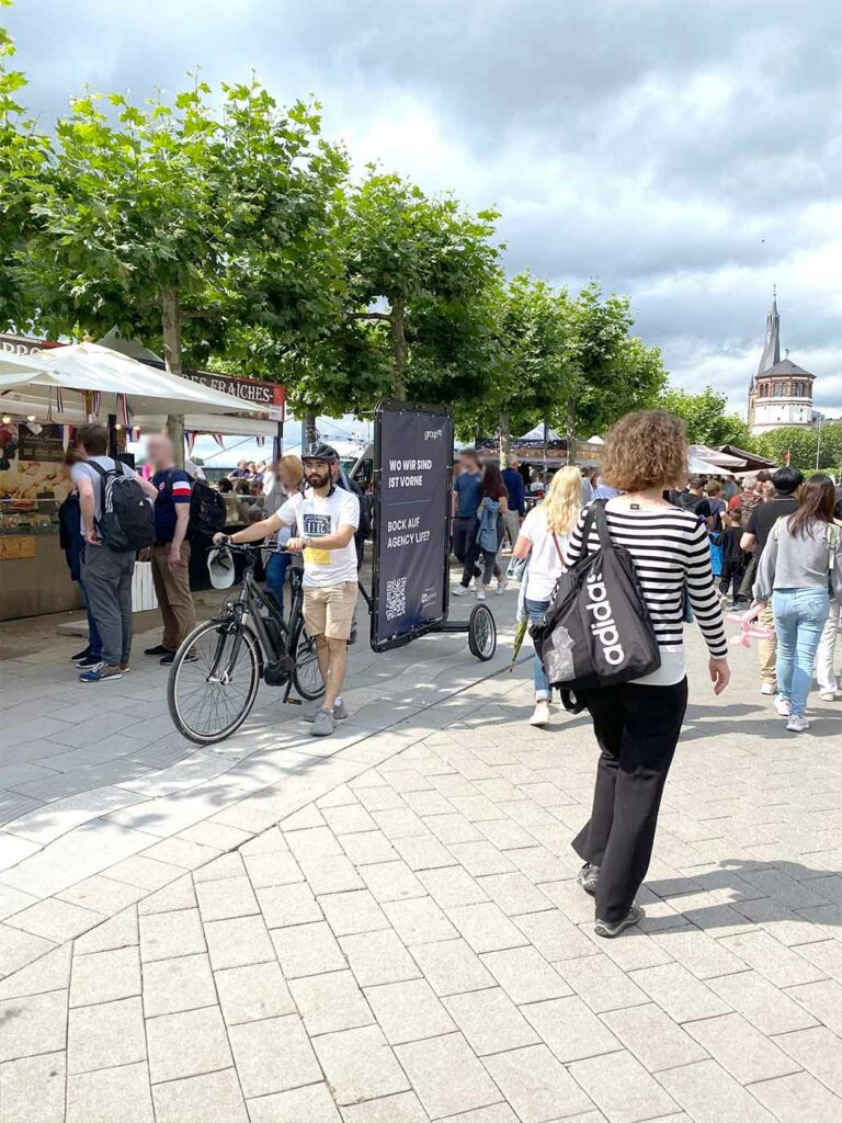 Fahrradwerbung für Marketing in der Stadt